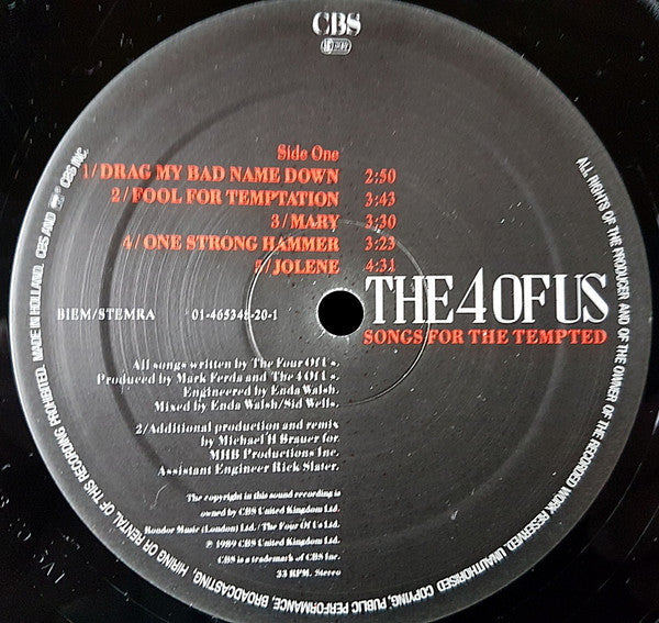 The 4 Of Us : Songs For The Tempted (LP, Album)