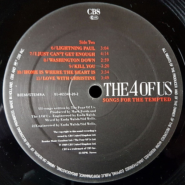 The 4 Of Us : Songs For The Tempted (LP, Album)