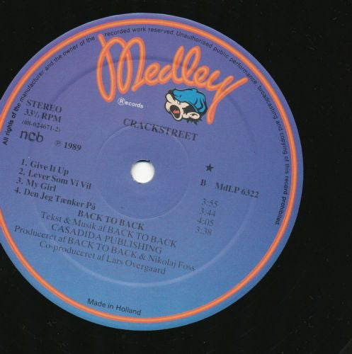 Back To Back : Crackstreet (LP, Album)