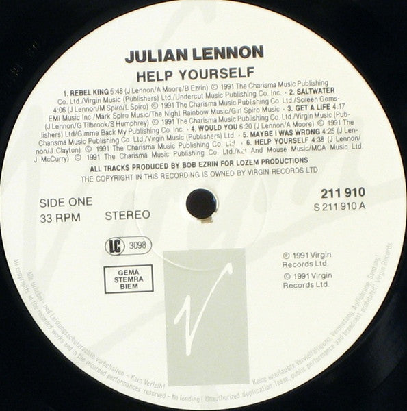 Julian Lennon : Help Yourself (LP, Album)