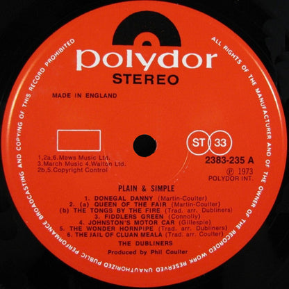 The Dubliners : Plain And Simple (LP, Album)