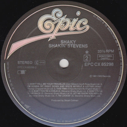 Shakin' Stevens : Shaky (LP, Album, CX )