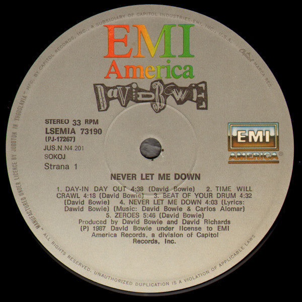 David Bowie : Never Let Me Down (LP, Album)