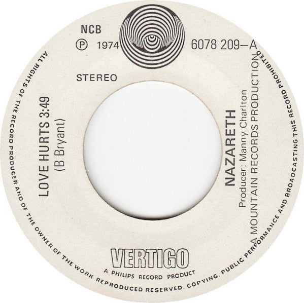 Nazareth (2) : Love Hurts (7", Single)