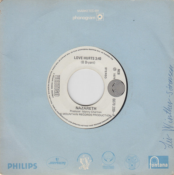 Nazareth (2) : Love Hurts (7", Single)