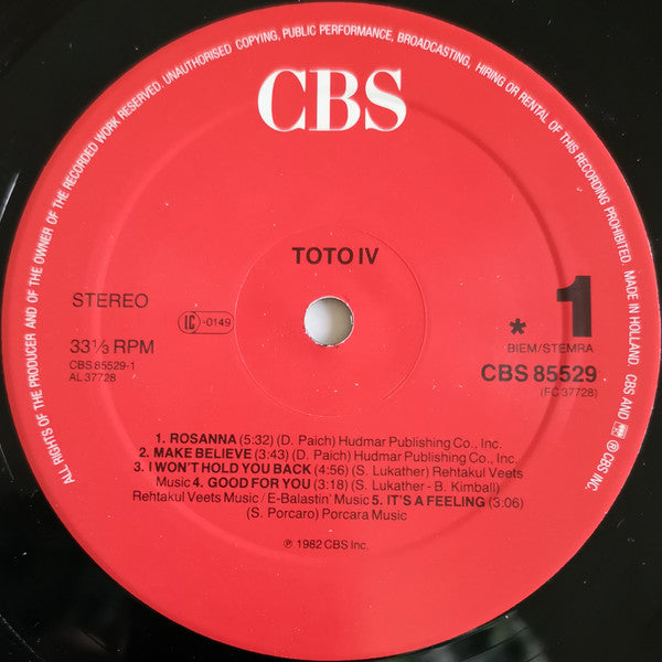 Toto : Toto IV (LP, Album, RE)