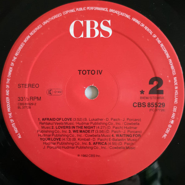 Toto : Toto IV (LP, Album, RE)