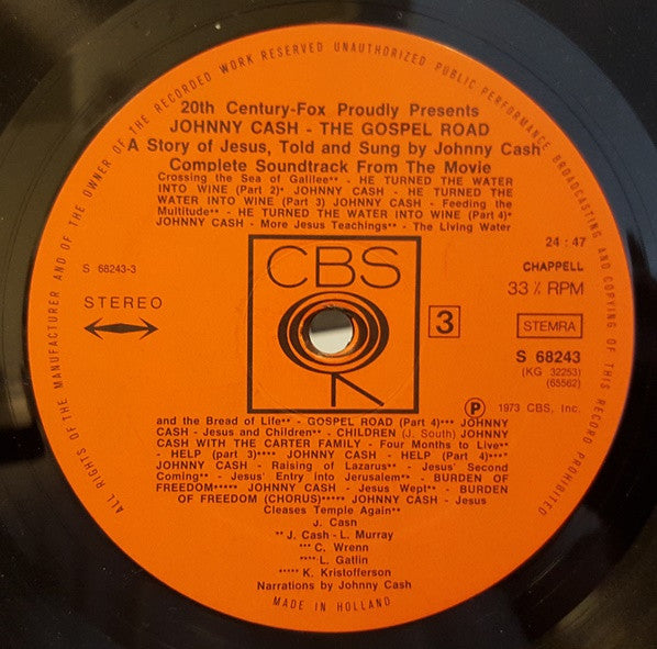 Johnny Cash : The Gospel Road (Original Soundtrack Recording) (2xLP, Album, Gat)