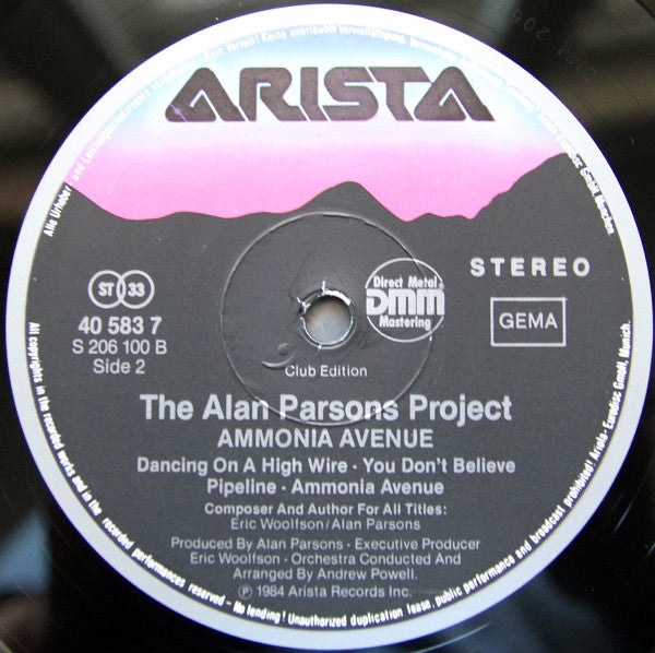 The Alan Parsons Project : Ammonia Avenue (LP, Album, Club)