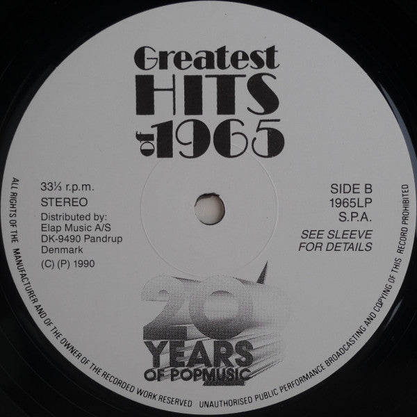 Various : Greatest Hits Of 1965 (2xLP, Comp, Gat)