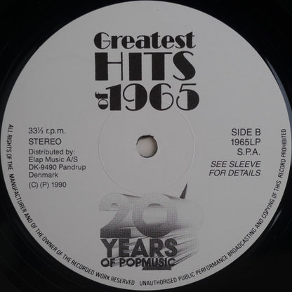 Various : Greatest Hits Of 1965 (2xLP, Comp, Gat)