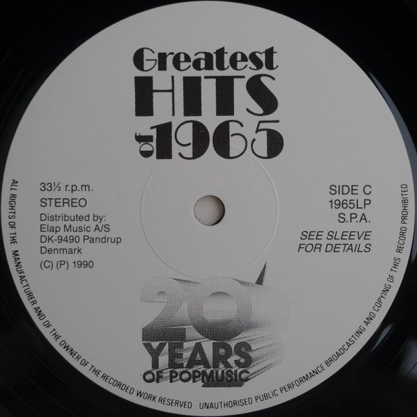 Various : Greatest Hits Of 1965 (2xLP, Comp, Gat)