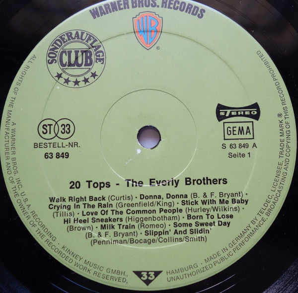 The Everly Brothers* : 20 Tops (LP, Comp, Club)
