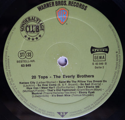 The Everly Brothers* : 20 Tops (LP, Comp, Club)