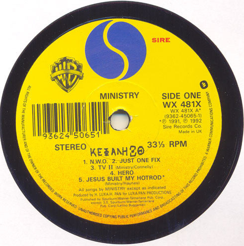 Ministry : ΚΕΦΑΛΗΞΘ (10", Album, Ltd, Num)