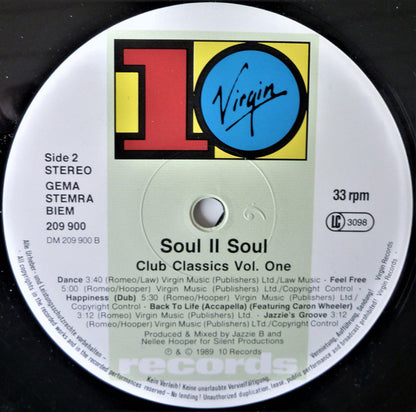 Soul II Soul : Club Classics Vol. One (LP, Album, No )