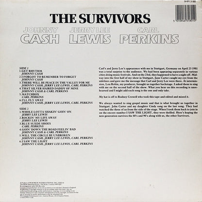 Johnny Cash, Carl Perkins, Jerry Lee Lewis : The Survivors (LP, Album, RE)