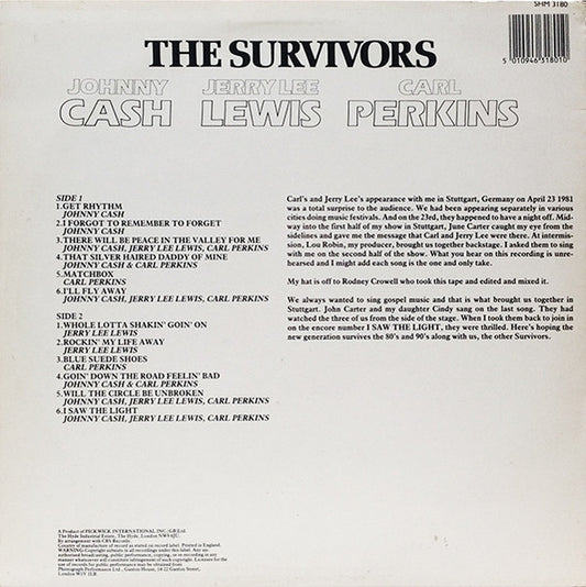 Johnny Cash, Carl Perkins, Jerry Lee Lewis : The Survivors (LP, Album, RE)