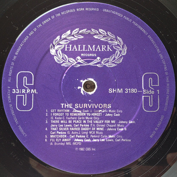 Johnny Cash, Carl Perkins, Jerry Lee Lewis : The Survivors (LP, Album, RE)