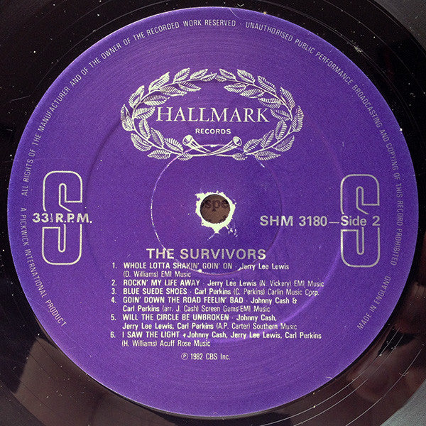 Johnny Cash, Carl Perkins, Jerry Lee Lewis : The Survivors (LP, Album, RE)