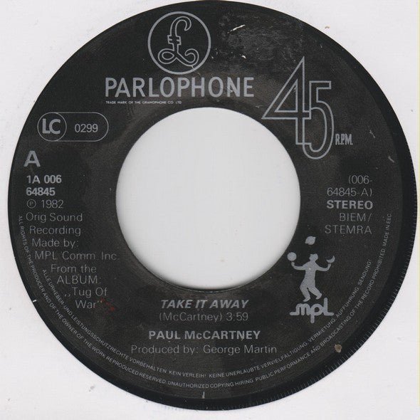 Paul McCartney : Take It Away (7", Single)