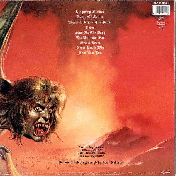 Ozzy Osbourne : The Ultimate Sin (LP, Album, RE)