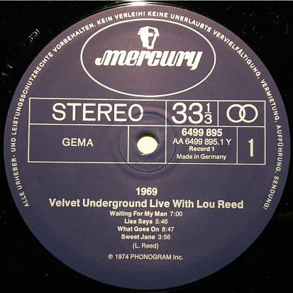 The Velvet Underground : 1969 Velvet Underground Live With Lou Reed  (2xLP, Album)