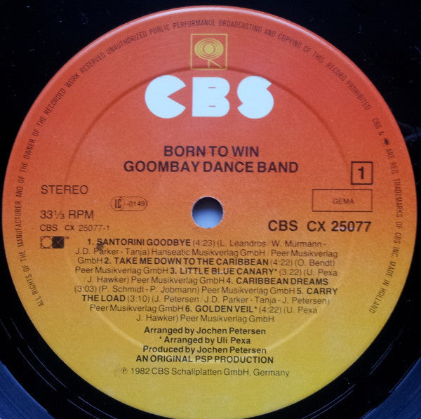 Goombay Dance Band : Born To Win (LP, Album, CX )