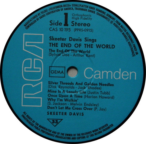 Skeeter Davis : The End Of The World (LP, Album, RE)