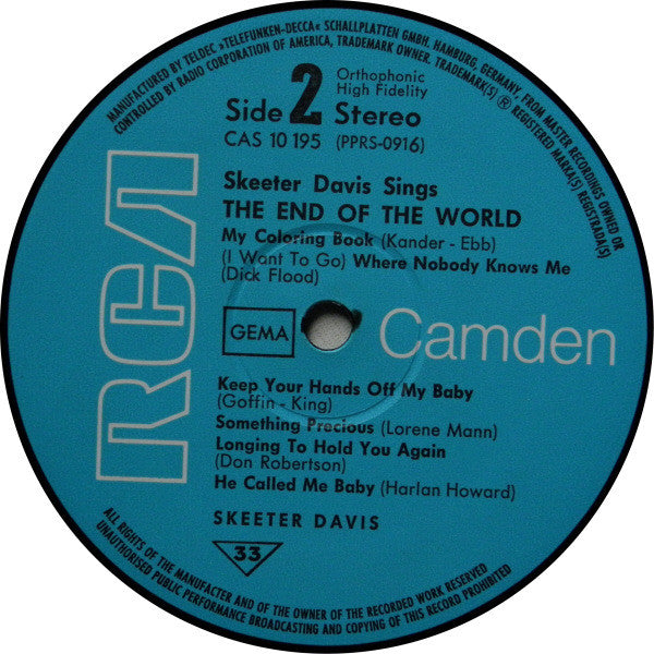 Skeeter Davis : The End Of The World (LP, Album, RE)