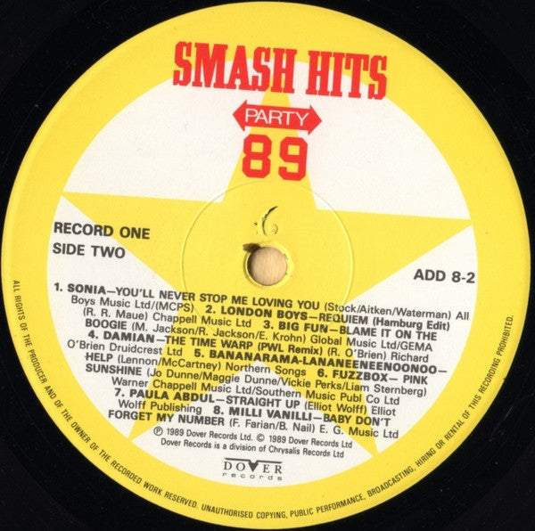 Various : Smash Hits Party 89 (2xLP, Comp)