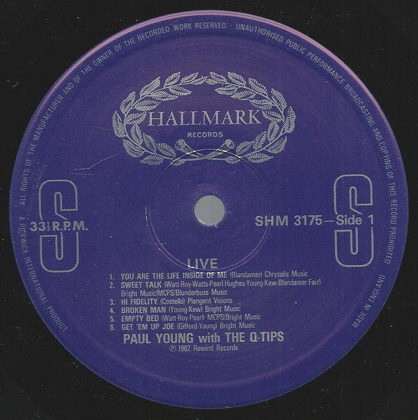 Paul Young And The Q-Tips* : Paul Young With The Q-Tips Live (LP, Album, RE)