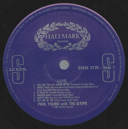 Paul Young And The Q-Tips* : Paul Young With The Q-Tips Live (LP, Album, RE)