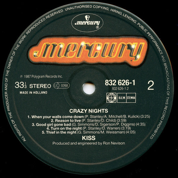 Kiss : Crazy Nights (LP, Album)