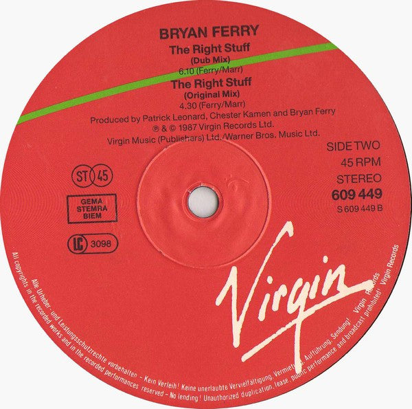 Bryan Ferry : The Right Stuff (12")