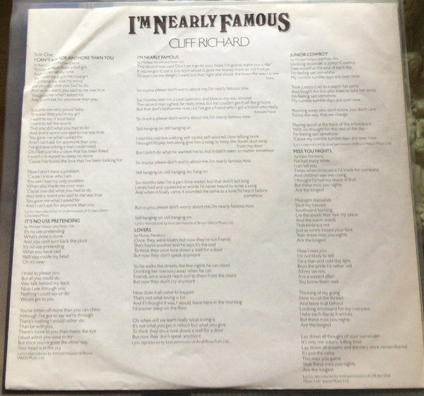 Cliff Richard : I'm Nearly Famous (LP, Album)