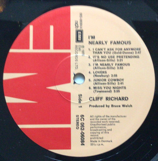 Cliff Richard : I'm Nearly Famous (LP, Album)