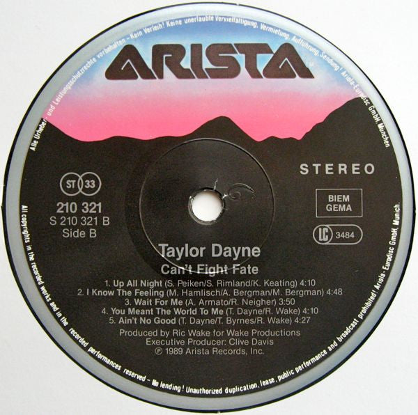 Taylor Dayne : Can't Fight Fate (LP, Album)
