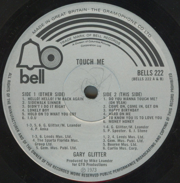 Gary Glitter : Touch Me (LP, Album)