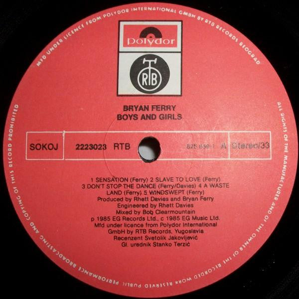 Bryan Ferry : Boys And Girls (LP, Album)