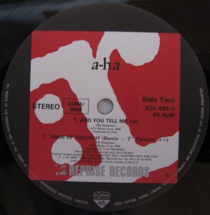 a-ha : Train Of Thought (12", Pos)
