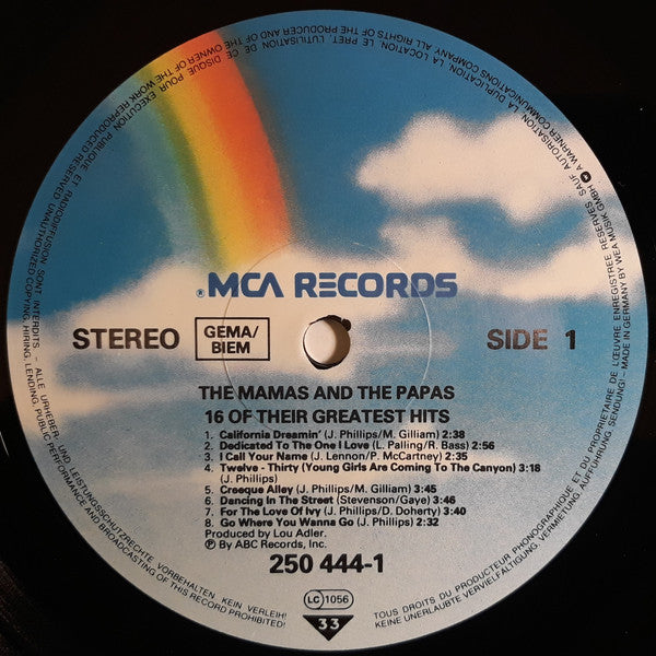 The Mamas & The Papas : 16 Of Their Greatest Hits (LP, Comp, RE)