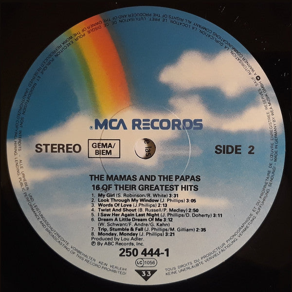 The Mamas & The Papas : 16 Of Their Greatest Hits (LP, Comp, RE)