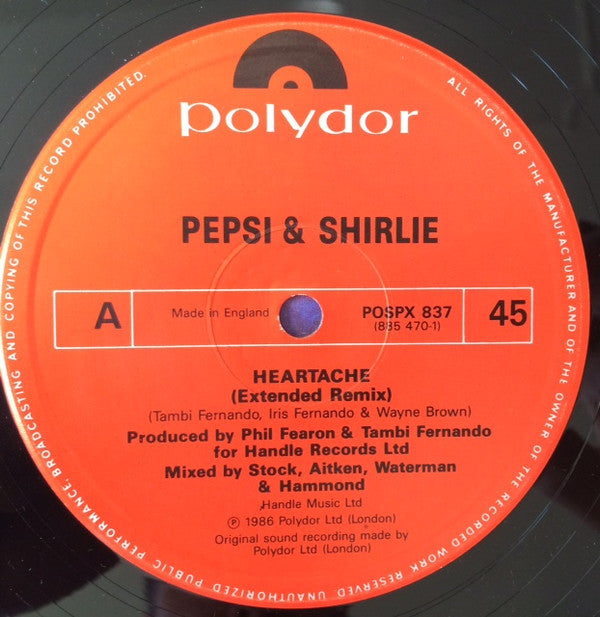 Pepsi & Shirlie : Heartache (12", Single)