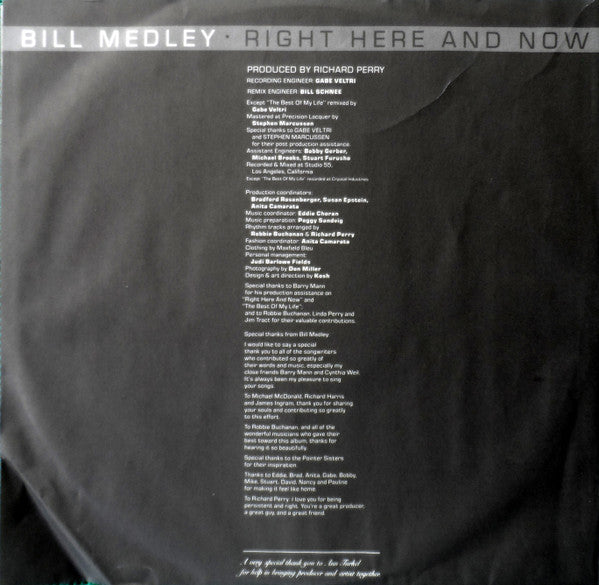 Bill Medley : Right Here And Now (LP, Album)