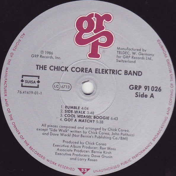 The Chick Corea Elektric Band : The Chick Corea Elektric Band (LP, Album)