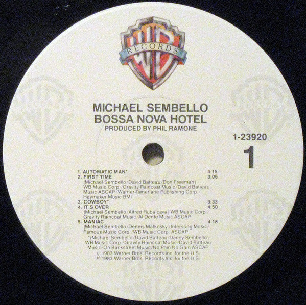 Michael Sembello : Bossa Nova Hotel (LP, Album, Jac)