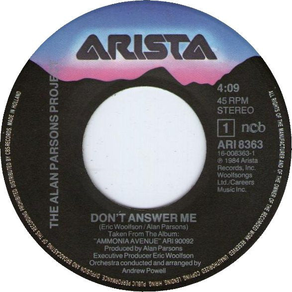 The Alan Parsons Project : Don't Answer Me (7", Single)