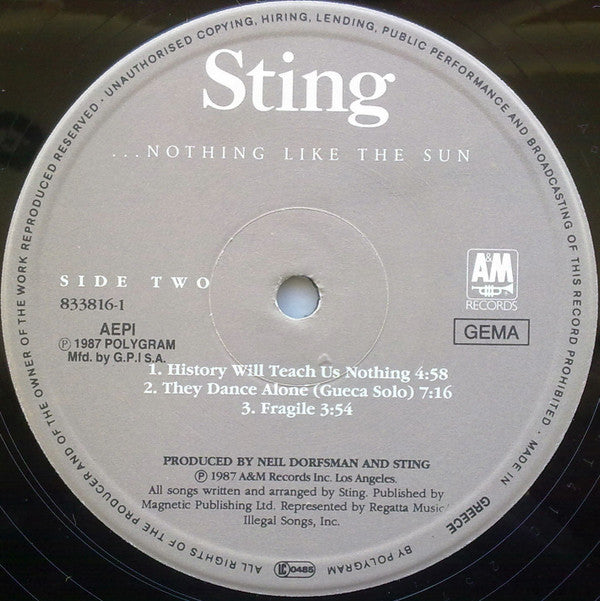 Sting : ...Nothing Like The Sun (2xLP, Album)