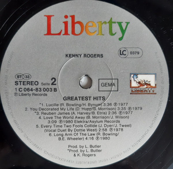 Kenny Rogers : Greatest Hits (LP, Comp, RE)